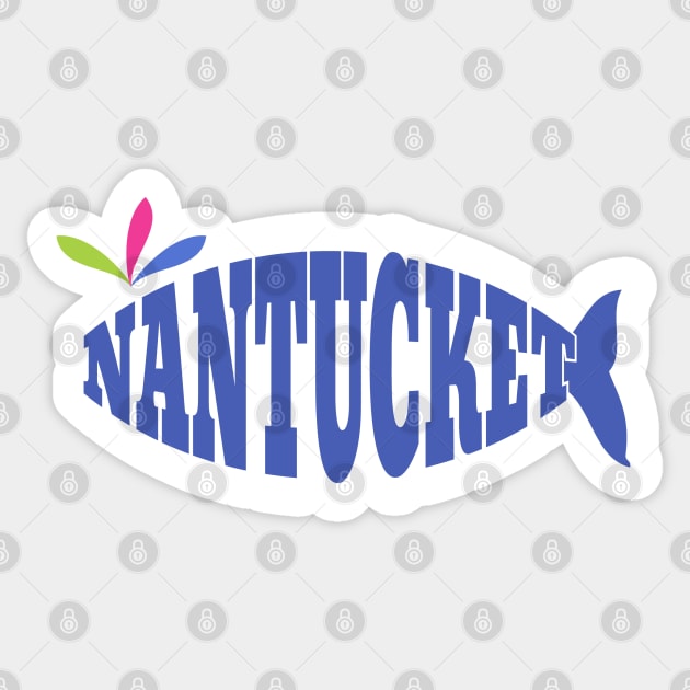 Cute Blue Nantucket Whale - Word Art Sticker by emrdesigns